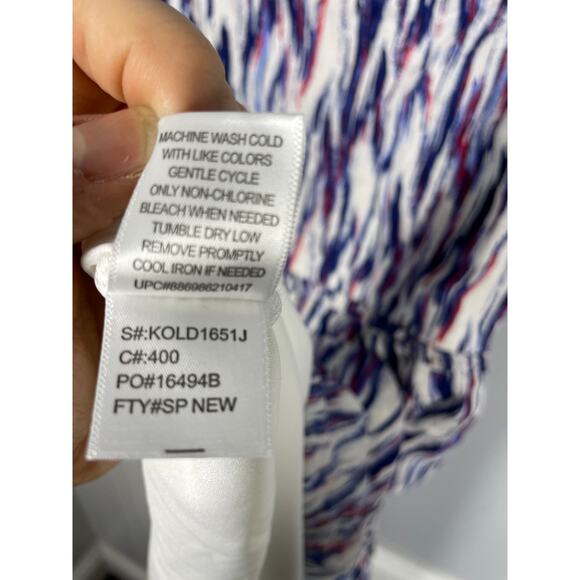 Live to be Spoiled, Size Small, White, Red, & Blue Abstract Print Tiered Dress - Picture 6 of 8